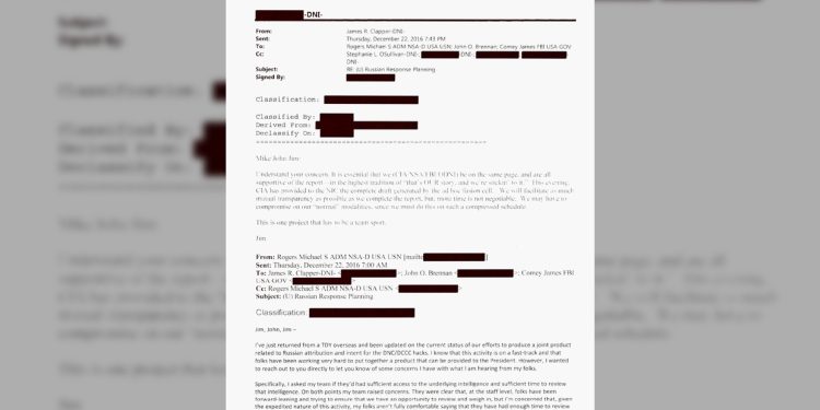Declassified emails expose Obama intel chief’s role in Russiagate hoax