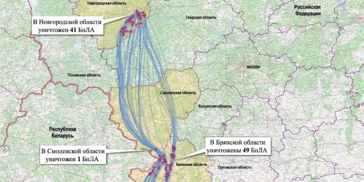 Russian MOD shows map of Ukrainian drone attack on Putin’s residence