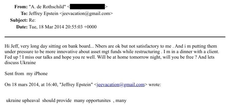 Epstein pitched ‘many opportunities’ in post-coup Ukraine to Rothschild exec