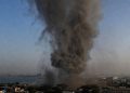 Smoke rising over Manama Bahrain near U.S. Fifth Fleet headquarters following Iranian missile strike February 2026