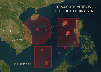Map of SCS with hot boxes and ship movement tracked