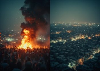 Iranians celebrate Chaharshanbe Suri fire festival in defiance of government warnings on the night Israel killed Ali Larijani — March 17, 2026