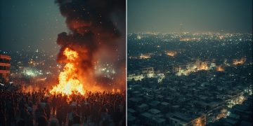 Iranians celebrate Chaharshanbe Suri fire festival in defiance of government warnings on the night Israel killed Ali Larijani — March 17, 2026
