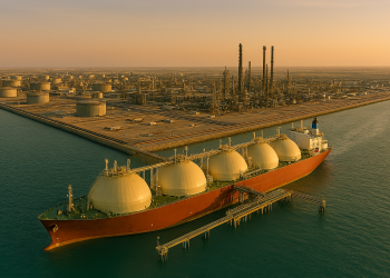 QatarEnergy LNG tanker at Ras Laffan industrial facility Qatar following Iranian strikes March 2026