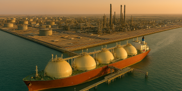 QatarEnergy LNG tanker at Ras Laffan industrial facility Qatar following Iranian strikes March 2026