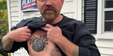 Former US Marine who covered up ‘Nazi’ tattoo wins Democratic primary